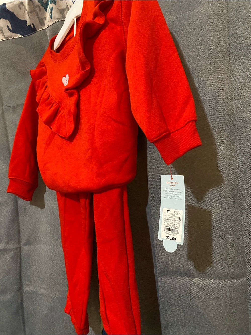 Cat & Jack Red Ruffle Heart Two-Piece Set - Picture 2 of 4